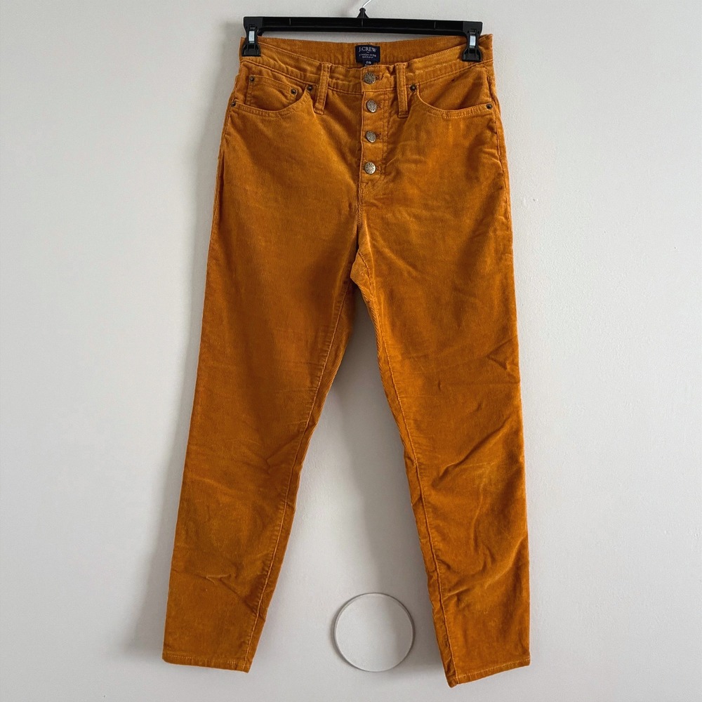 J.Crew 9 High-Rise Skinny Corduroy Pants Mustard Button Fly Size 28 (30" Waist)